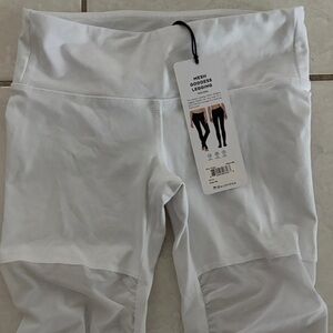 ALO Yoga White Mesh Goddess Leggings